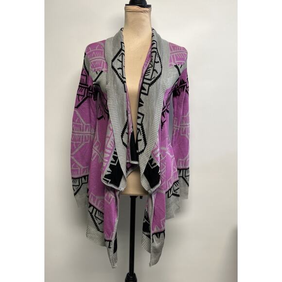 Y2K Aztec Western Cardigan Large colorful waterfall Cowgirl Sweater 2000s USA - Picture 2 of 11